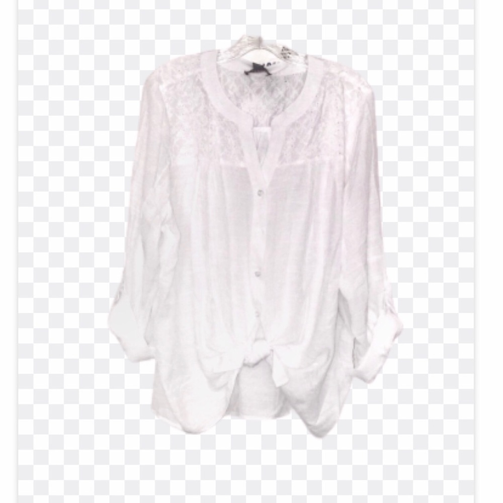 BY DESIGN/SERENA/BUTTON FRONT BLOUSE/WHITE/SIZE 1X